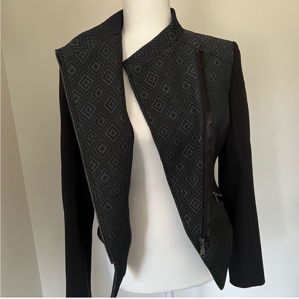 Elie Tahari Viola Jacket (Moto), Asymmetrical Zippers, Midnight Multi - Picture 6 of 14